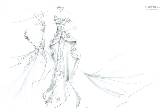 Sketches from the Marchesa Bridal Capsule Collection for St. Regis Hotels and Resorts
