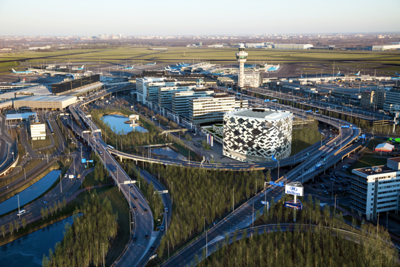 An artistic rendering of the where the new Hilton planned for Schiphol airport will be located.