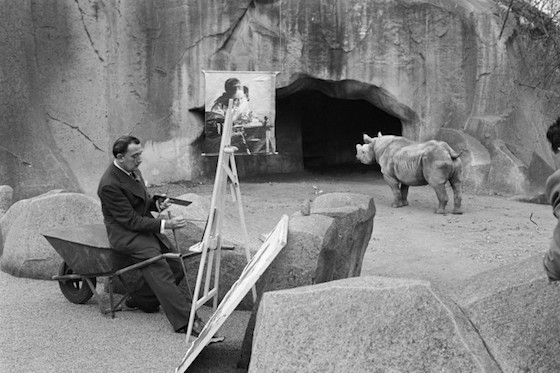 The exhibit includes a photo of Salvador Dalí at the Paris Zoo.
