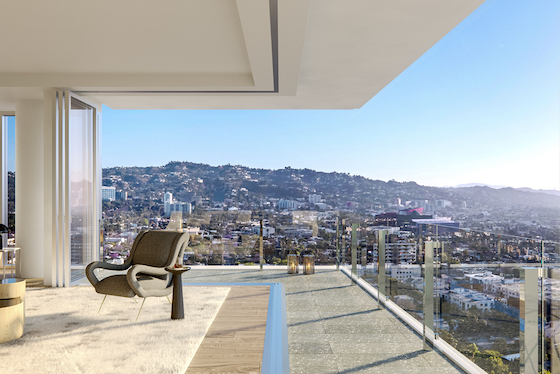 Rendering of a balcony at the Los Angeles property