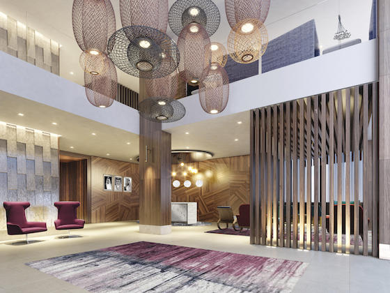 A rendering of the lobby of the Park Inn by Radisson in Jeddah, Saudi Arabia