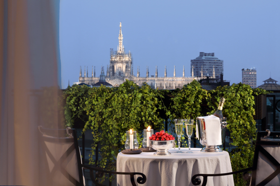 The suite’s 1,184-square-foot (110-square-meter) terrace promises unparalleled views of Milan.