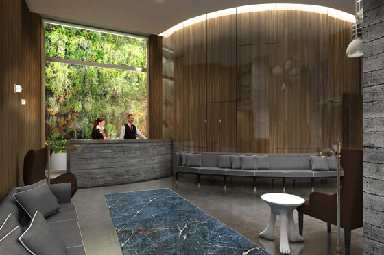 Rendering of the lobby at The Hugo in SoHo