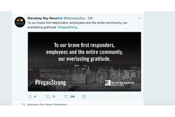 Screenshot from Mandalay Bay's Twitter account, posted Wednesday 