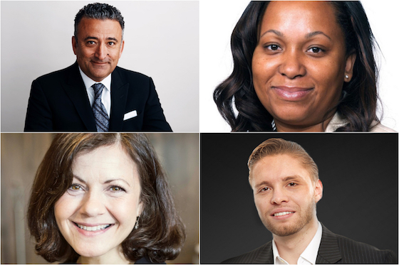 From left, clockwise: Arash Azarbarzin (SH Hotels & Resorts), Odette Brown (Choice Hotels International), Marco Roca, Jr. (Aimbridge Hospitality) and Melissa Mitchell (Mainsail Corporate Housing)