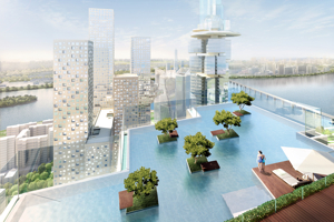 An artistic rendering of a pool at Block H. CLICK HERE TO VIEW FULL GALLERY