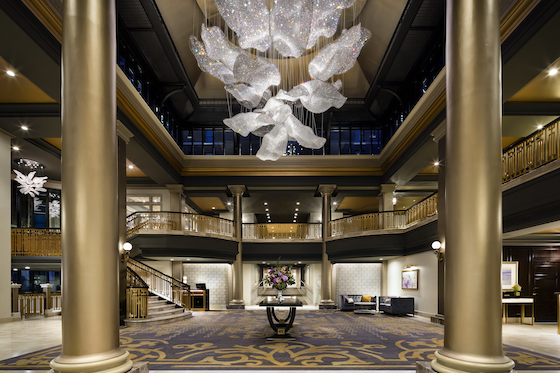 Empress lobby with Twill Flower chandelier