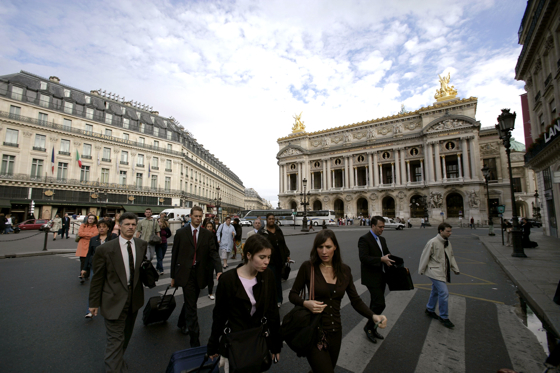 The InterContinental Paris – Le Grand (left) sits next to the Opéra National de Paris.