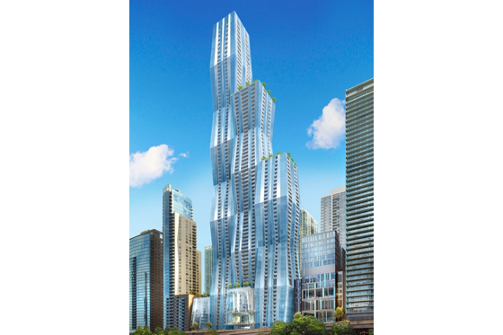 An artistic rendering of the 350 m (1,148 ft) high, 89-floor Chicago skyscraper.