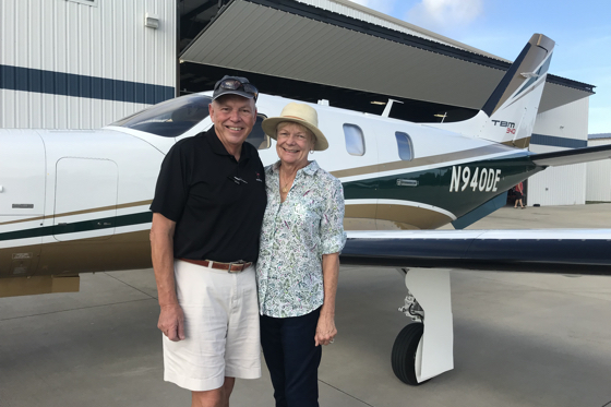Lee Pillsbury and his wife, Mary, were the first husband-and-wife team to fly a single-engine jet across the Atlantic.