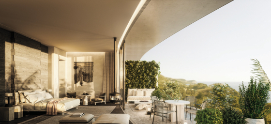 Guest room rendering of Janu in Montenegro