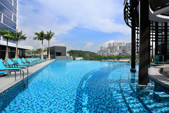 The infinity pool is located on the hotel's seveth floor.