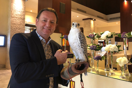 Jean-François Laurent and Mara, in the lobby of Anantara Dubai Palm Jumeirah Resort & Spa, Dubai