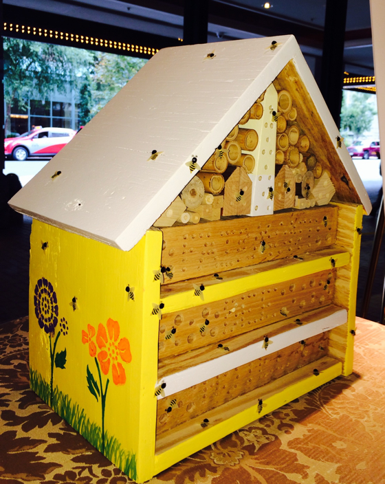 The pop-up pollinator bee hotel in the lobby of Fairmont Washington, D.C., Georgetown