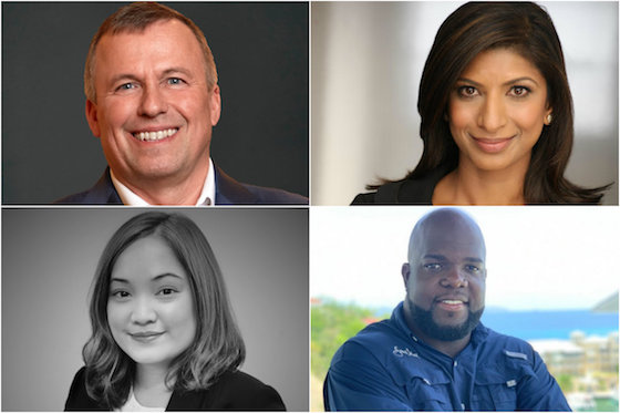 From left, clockwise: Michael Deitemeyer (Aimbridge Hospitality), Parool Shah (Marriott International), Dornelle Hazel (Scrub Island Resort, Spa & Marina) and Pissawan Srisakul (GHM)