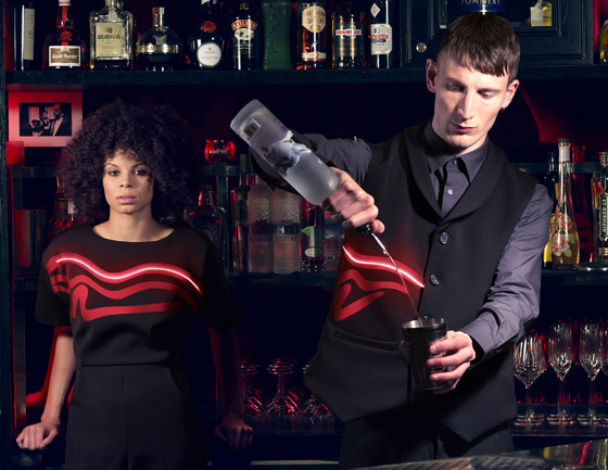 New uniforms for servers at Wyld at W London – Leicester Square feature integrated LED technology that pulsates to the beats of the club’s DJ.