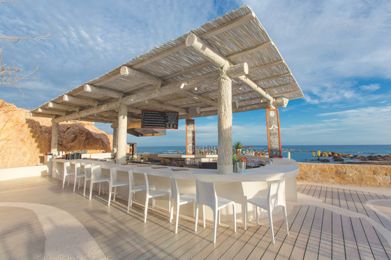 The TnT beach bar at Chileno Bay Resort & Residences, Los Cabos, Mexico