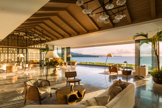 Open air lobby overlooking the sea