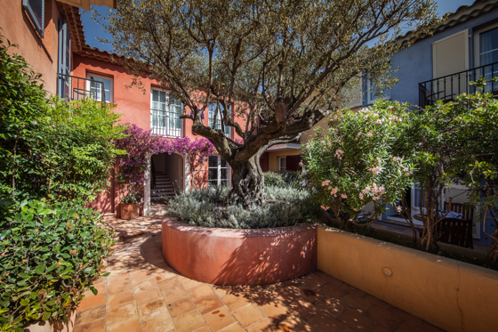 The Hameau includes a garden with an olive tree.