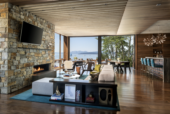 Floor to ceiling windowns give every space in the Lake House a view