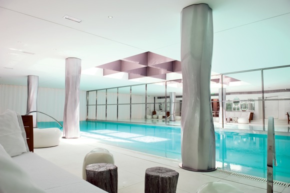 The 92-foot (28-meter) swimming pool at the center of the spa is billed as the largest in any Parisian hotel.