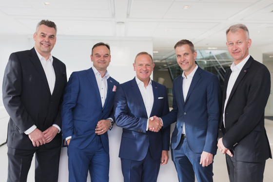 (Left to right) Mikael Backman, CEO, Restel; Aki Käyhkö, managing director, Scandic Hotels Finland; Frank Fiskers, president and CEO, Scandic Hotels; Perttu Puro, CEO, Tradeka, and chairman of the board of Restel; Even Frydenberg, incoming CEO, Scandic Hotels