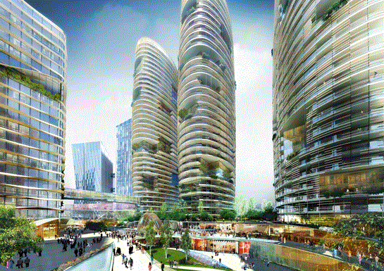 A rendering of the Delhi One complex