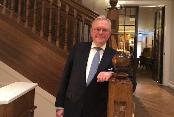 Klaus Kabelitz in the lobby of Belmond Cadogan Hotel, London