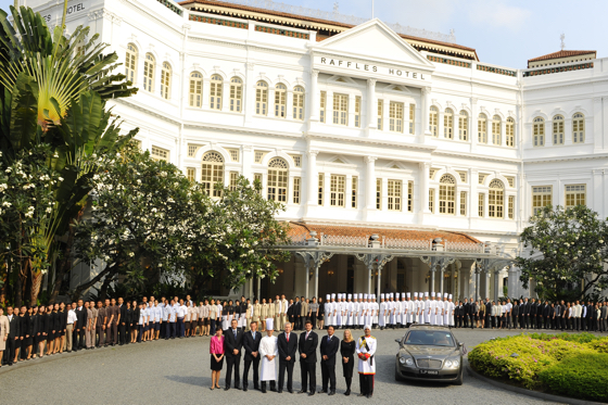 Jochem in front of Raffles in Singapore, which he led for five years starting in 2008